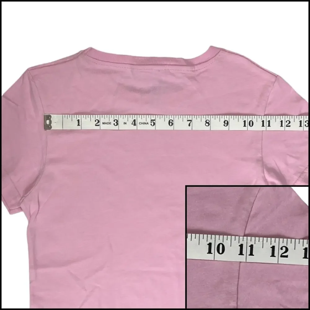 LAT Girls Fine Jersey T-Shirt Top Short Sleeve Crew Large Pink Green Bundle of 2
